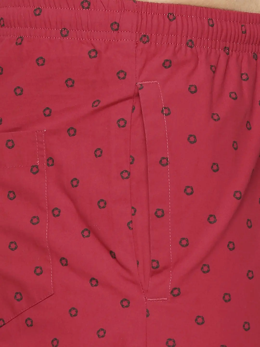 Men Premium Cotton Printed Maroon Pyjama- Underjeans by Spykar