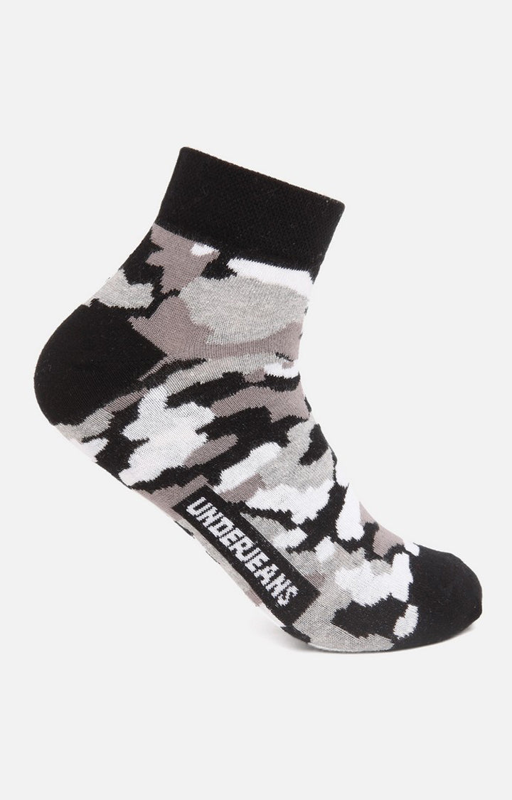 Men Grey Turq Ankle Length (Non Terry) (Pack Of 2) Socks- Underjeans By Spykar