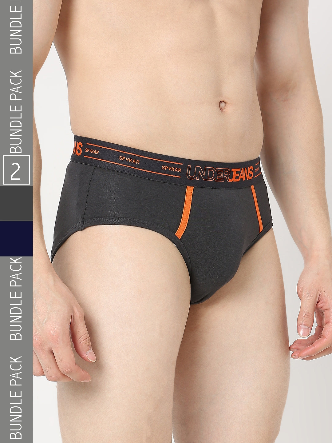Underjeans by Spykar Men Pack of 2 Navy- Dark Grey Brief