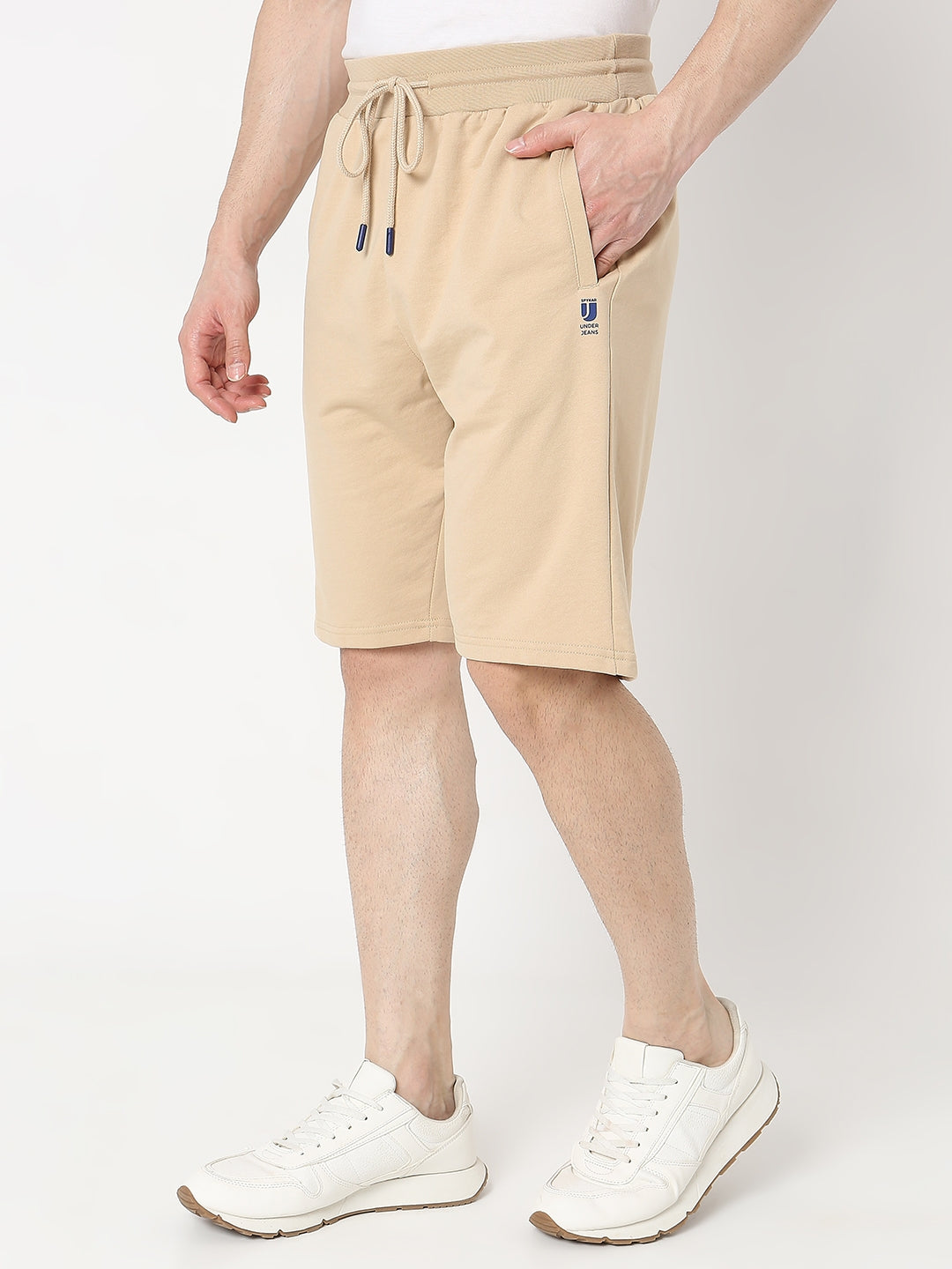 Underjeans by Spykar Men Knitted Beige Shorts