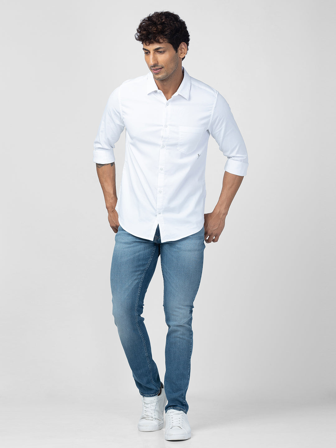 Spykar Men Vintage Blue Cotton Slim Fit Narrow Length Jeans (Skinny)