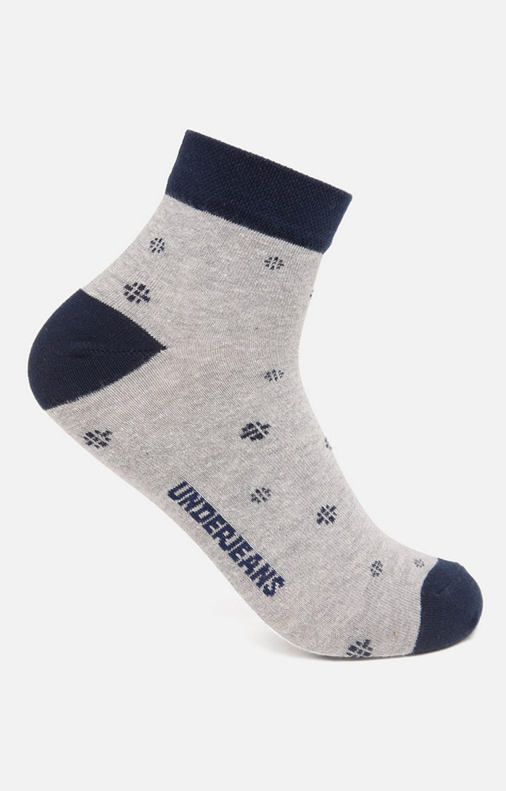 Men Grey Black Ankle Length (Non Terry) Single Pair Of Socks- Underjeans By Spykar