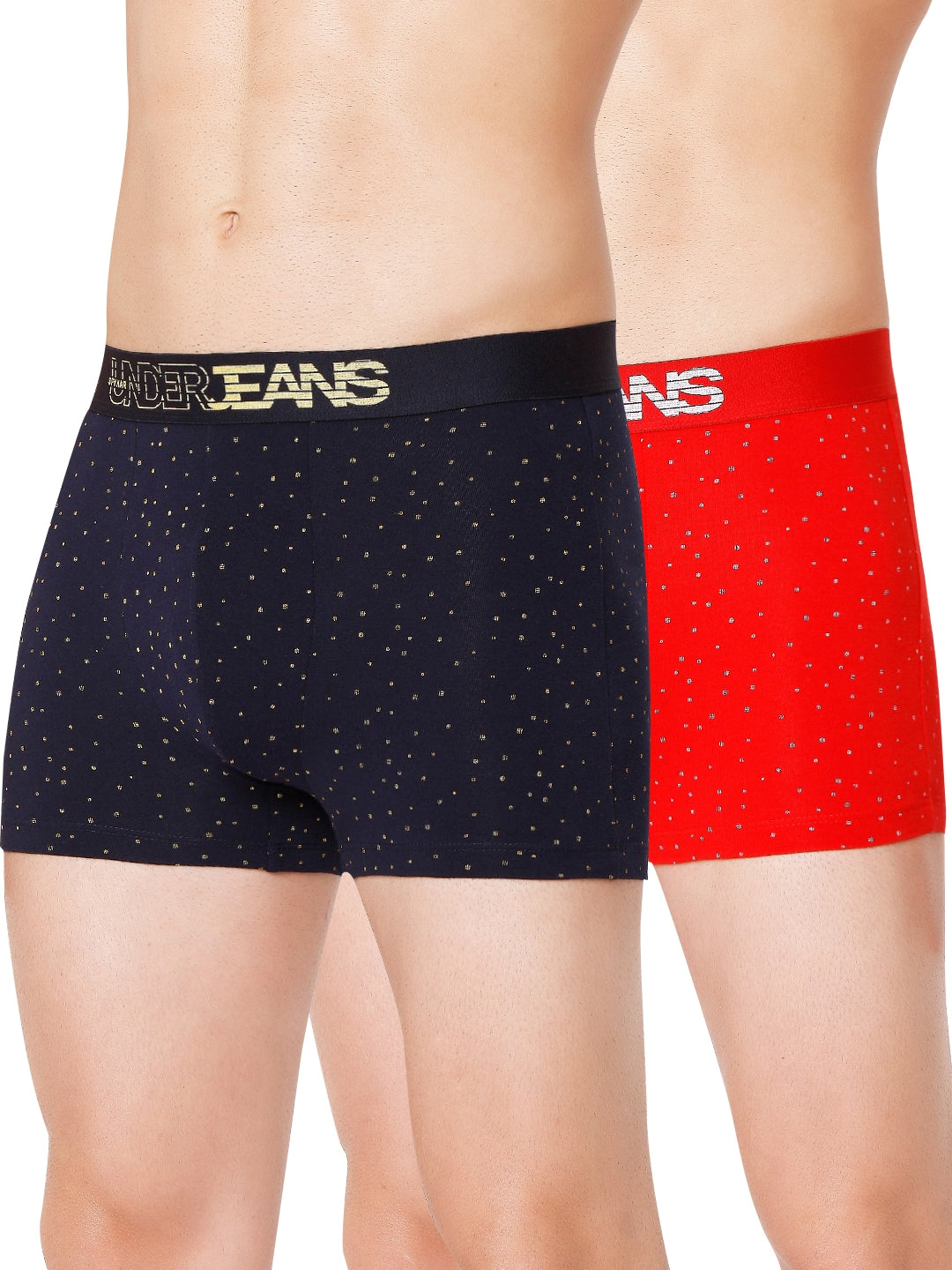 Men Cotton Blend Trunk Pack Of 2- Underjeans By Spykar