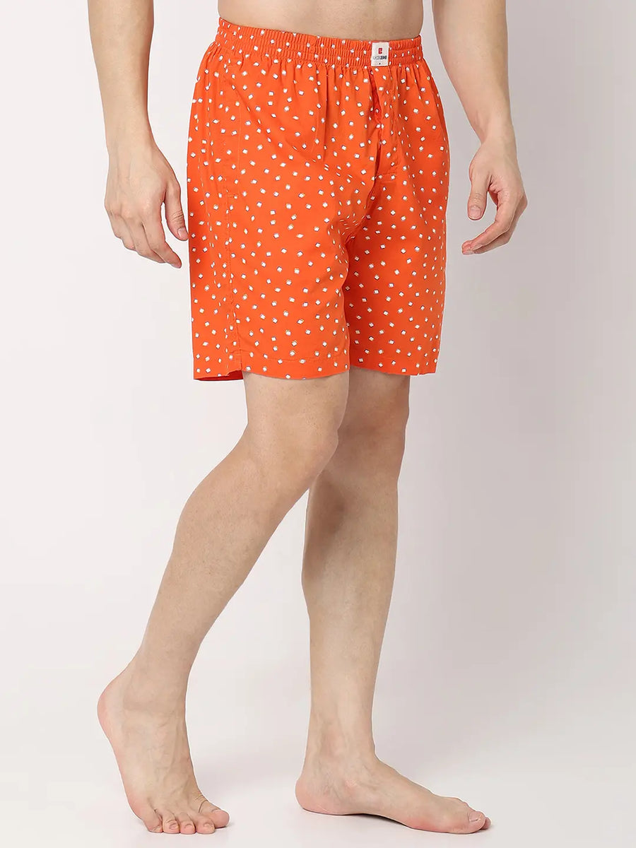 Buy Underjeans By Spykar Men Premium Orange Cotton Blend Regular Fit Boxer Shorts Online
