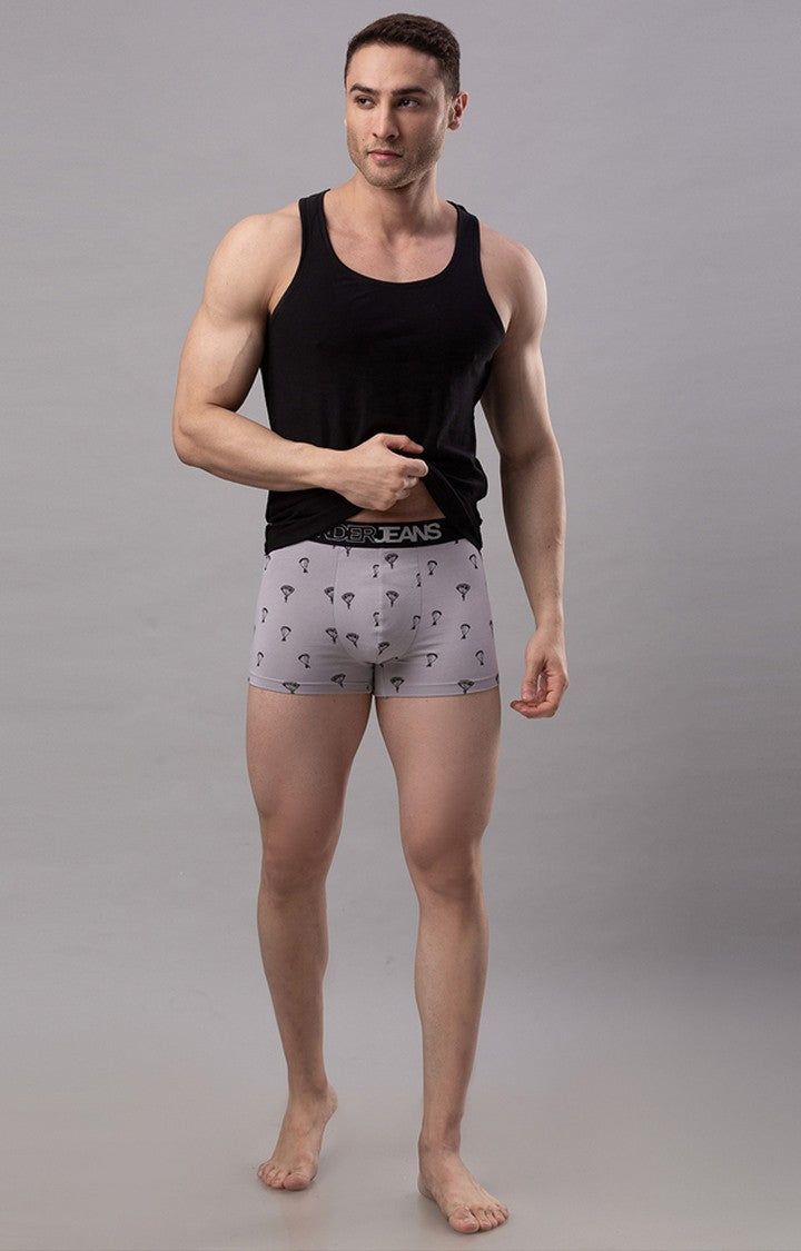 Grey Cotton Trunk For Men - Underjeans By Spykar