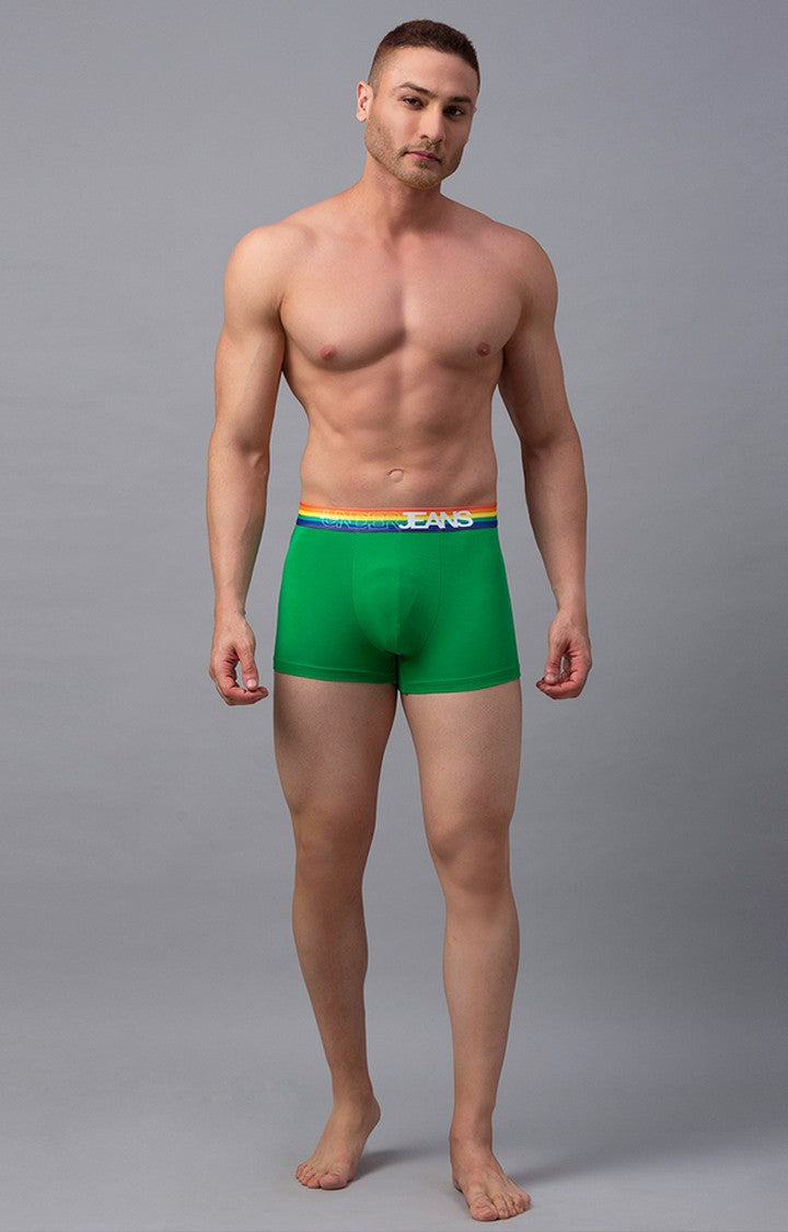 Underjeans By Spykar Men Green Solid Trunks