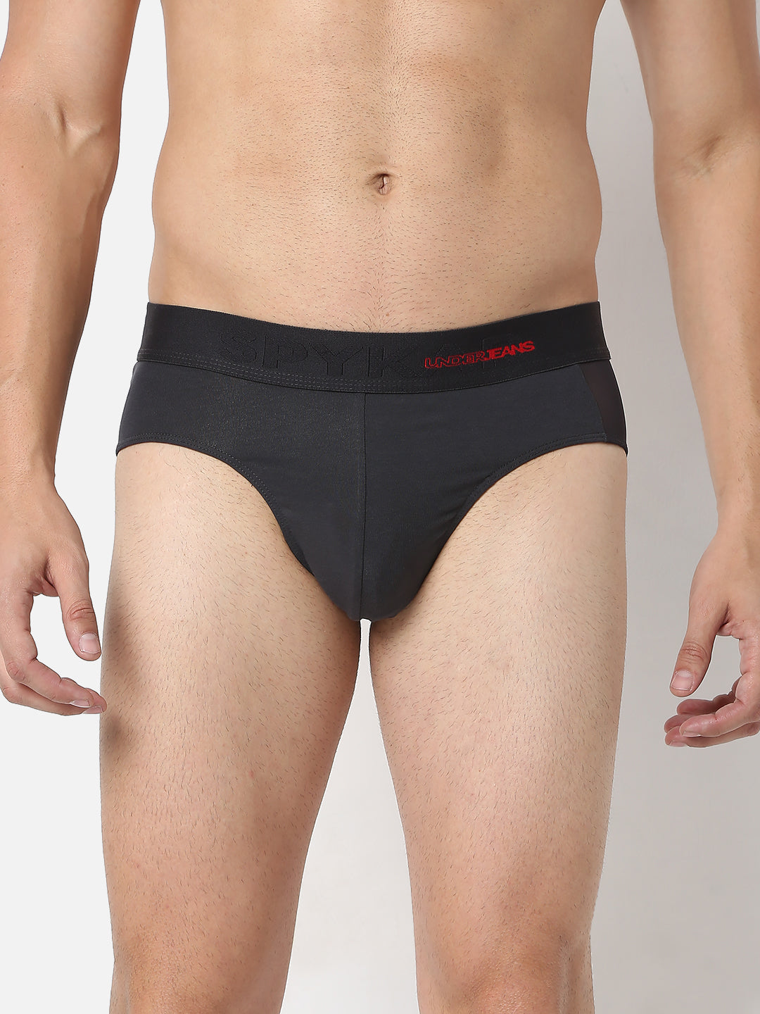 Underjeans By Spykar Men Dark Grey Cotton Blend Brief
