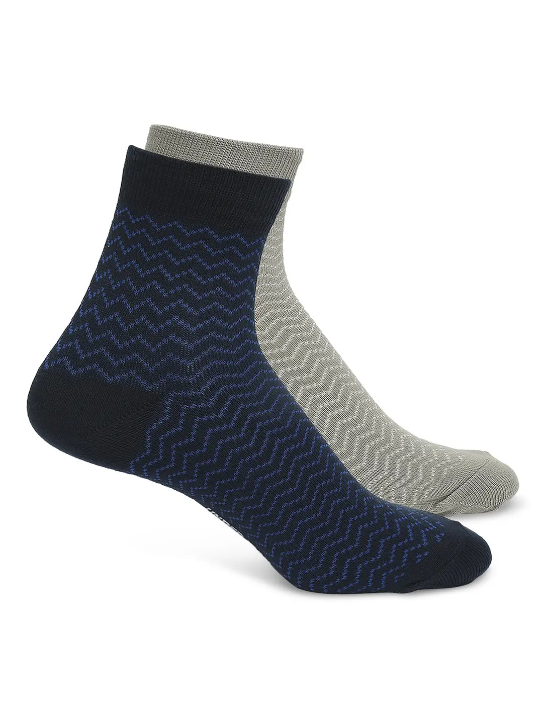 Men Navy & Khaki Ankle Length Socks - Pack Of 2- Underjeans By Spykar
