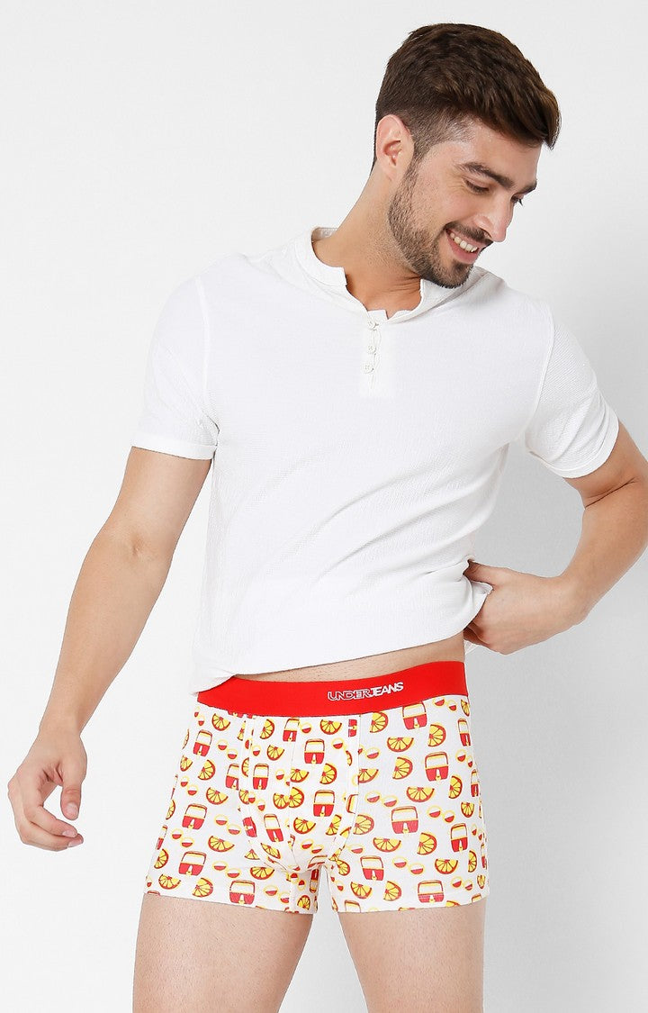 Underjeans By Spykar Men Red Cotton Blend Printed Trunk