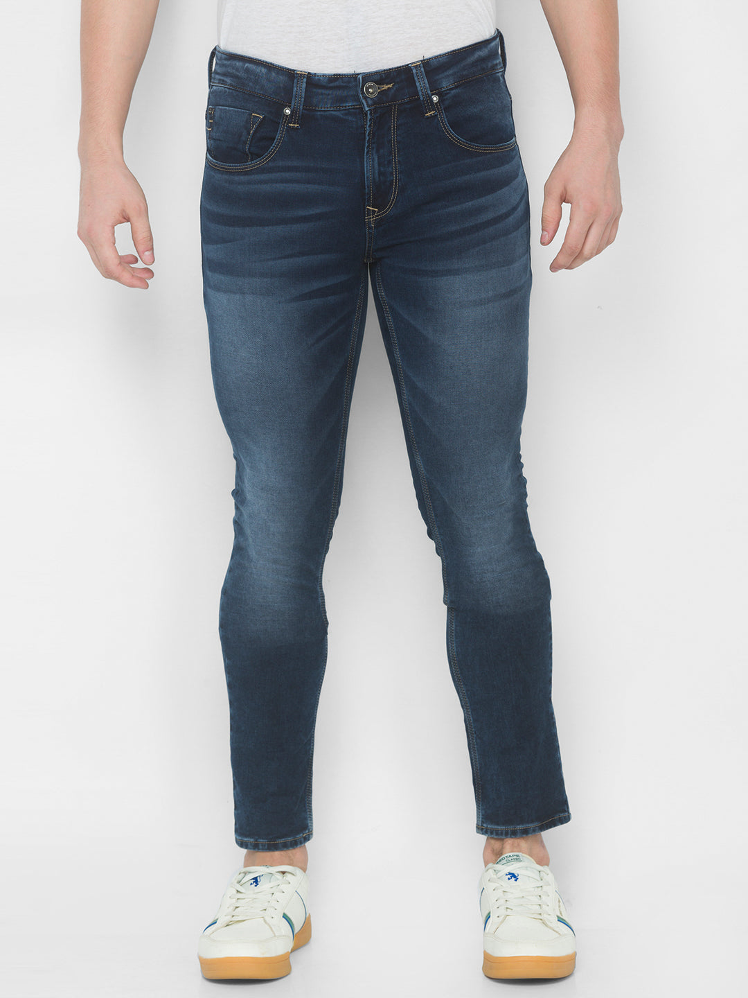 Spykar Men Blue Cotton Slim Fit Narrow Length Jeans (Skinny)