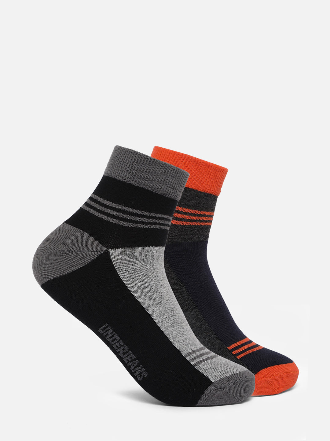 Men Assorted Ankle Length (Non Terry) Socks Pack Of 2- Underjeans By Spykar