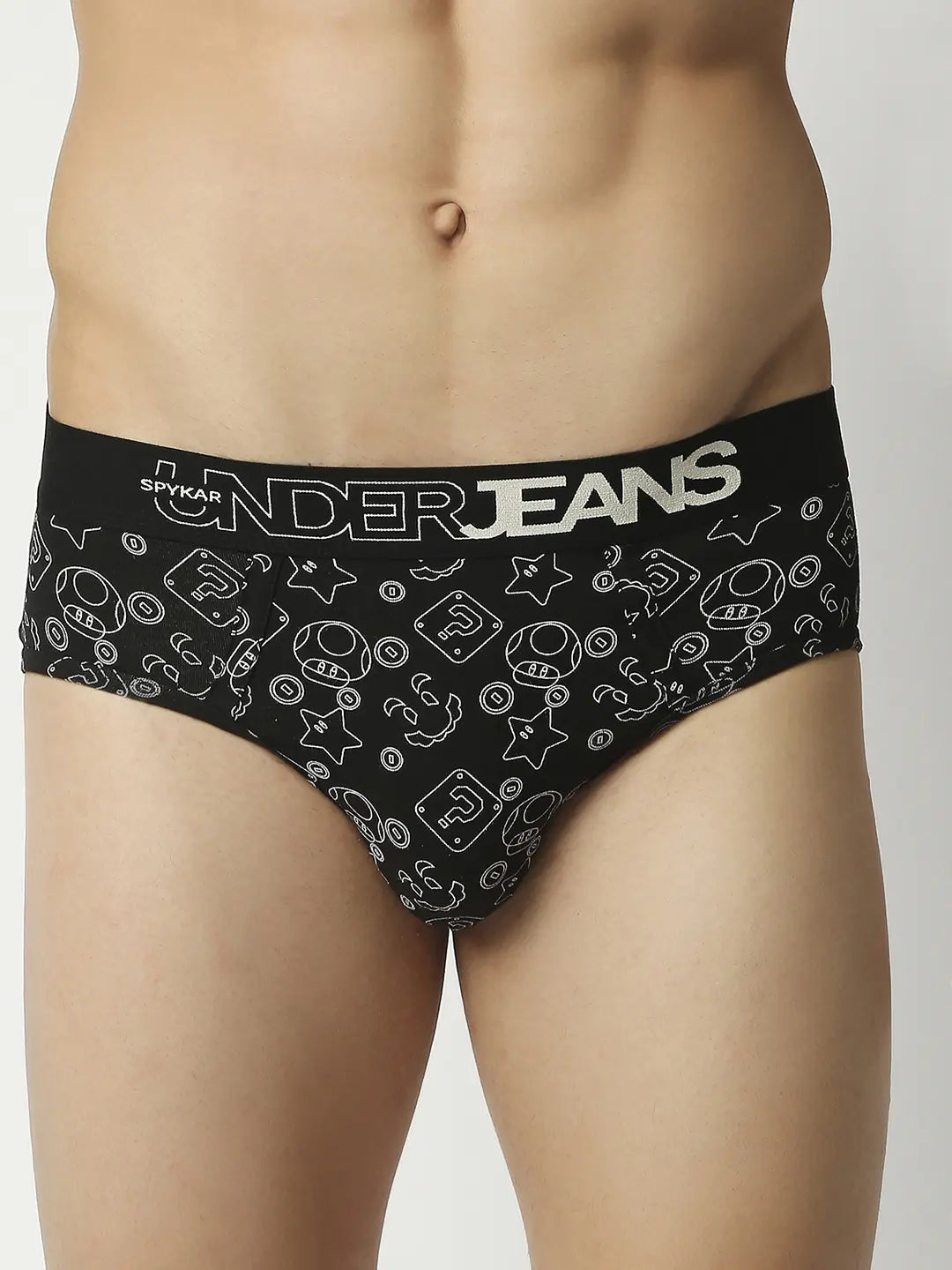 Men Assorted Cotton Blend Printed Brief - Pack Of 3- Underjeans By Spykar