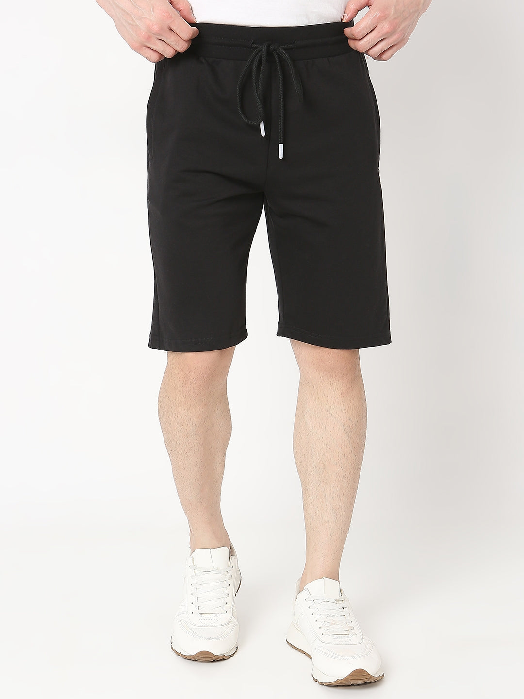 Underjeans by Spykar Men Knitted Black Shorts