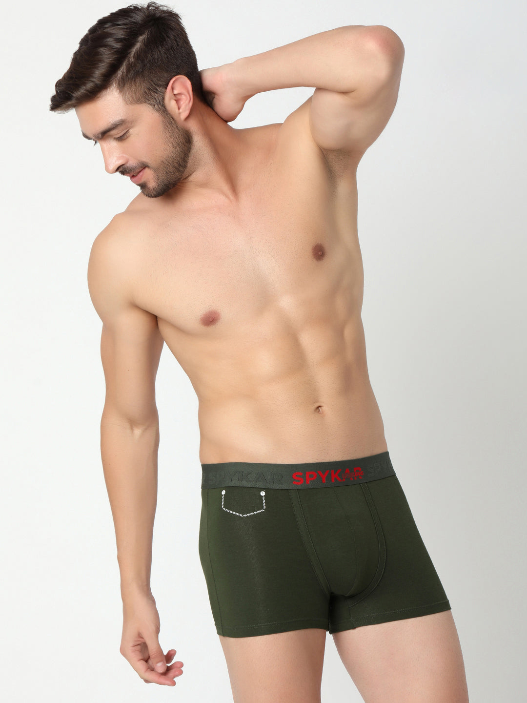 Men Maroon & Olive Cotton Blend Trunk (Pack Of 2)- Underjeans By Spykar