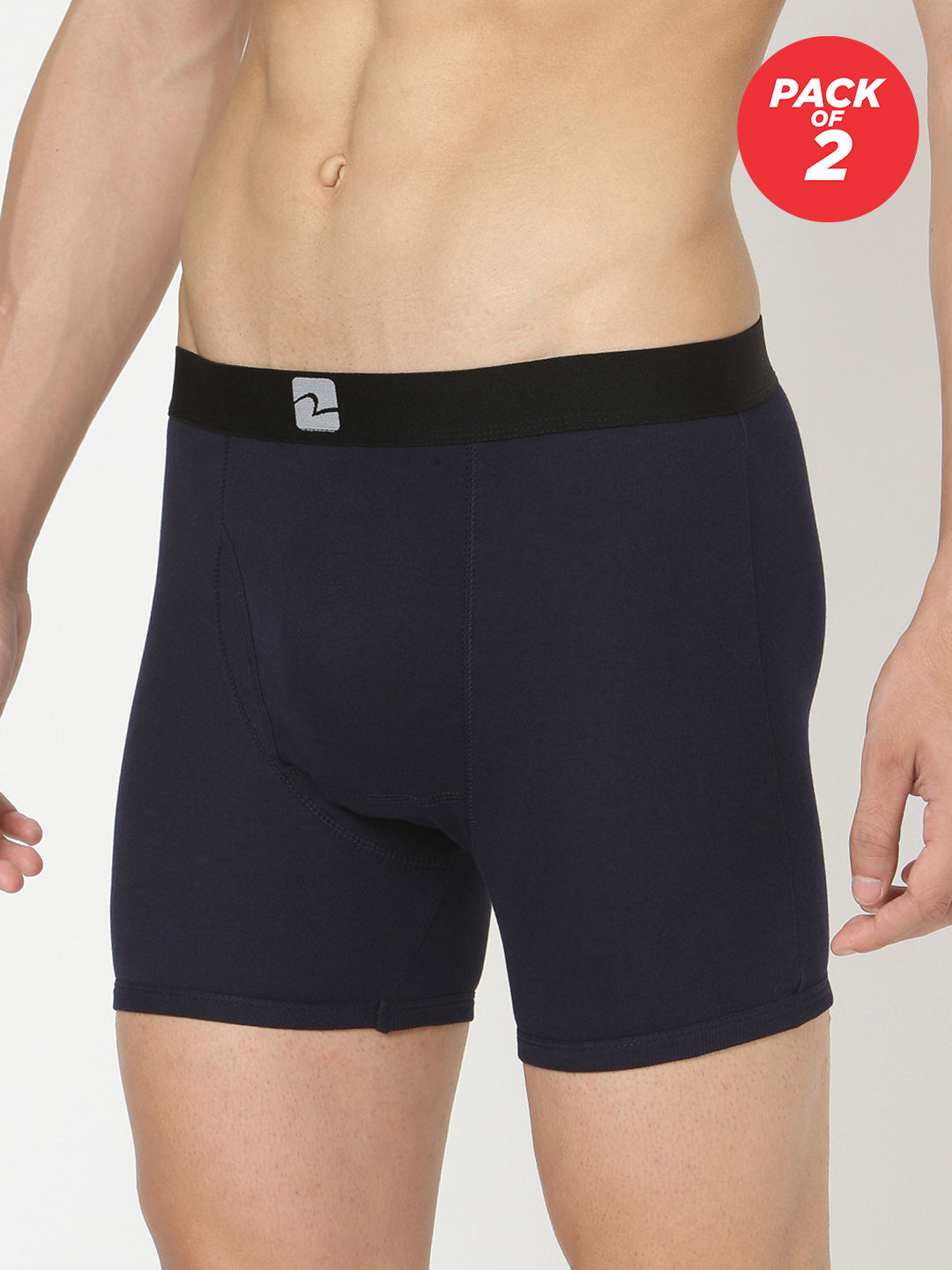 Navy Cotton Trunk For Men (Pack Of 2)- Underjeans By Spykar