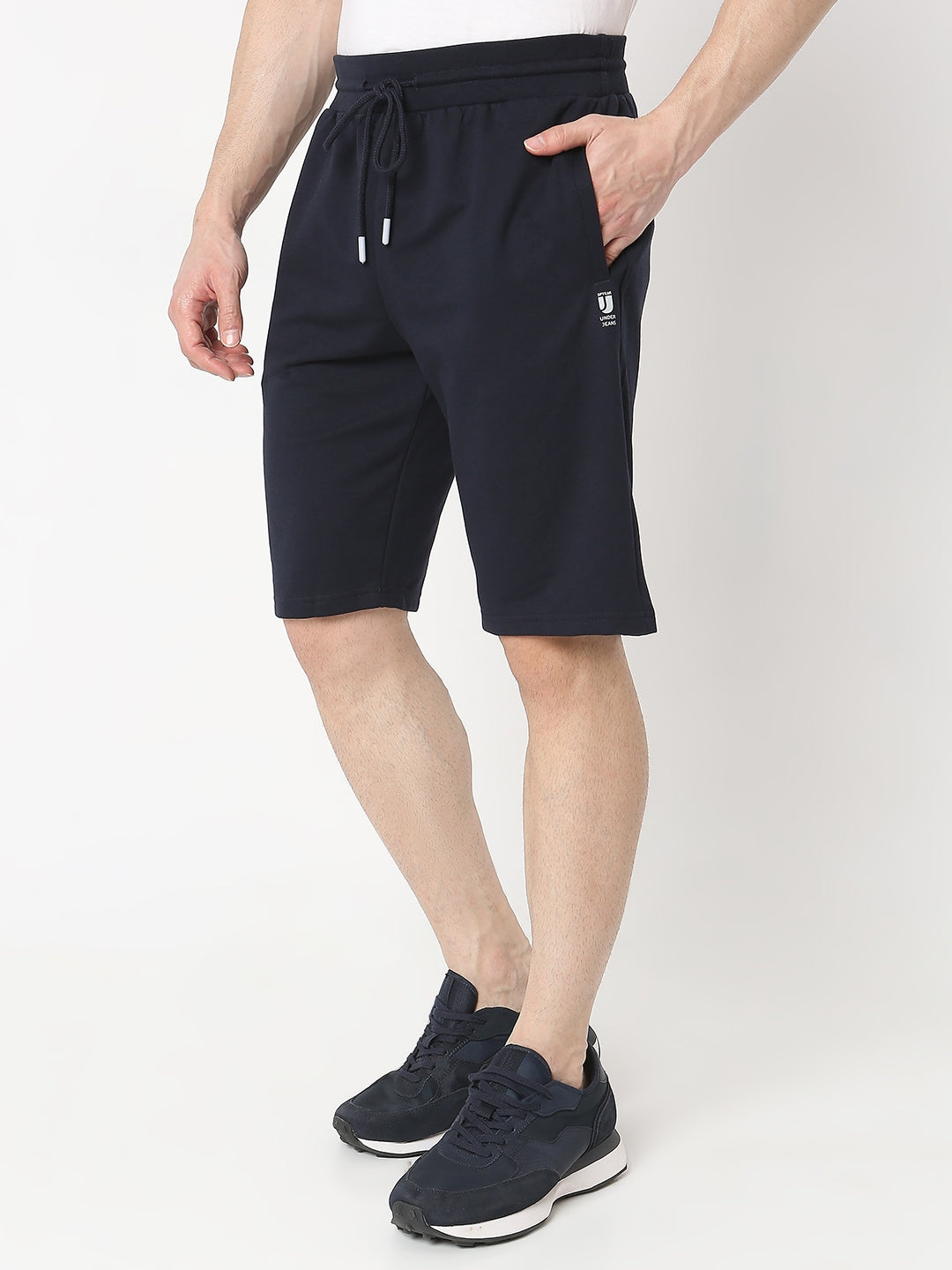 Underjeans by Spykar Men Knitted Navy Shorts