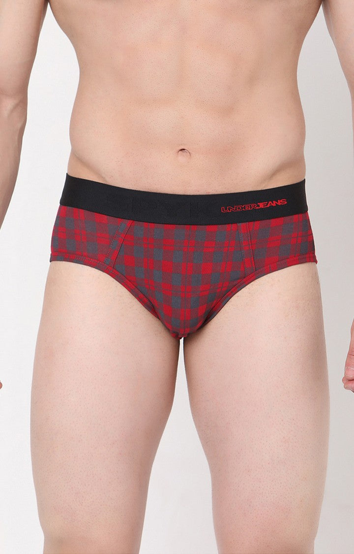 Underjeans By Spykar Men Maroon Solid Briefs