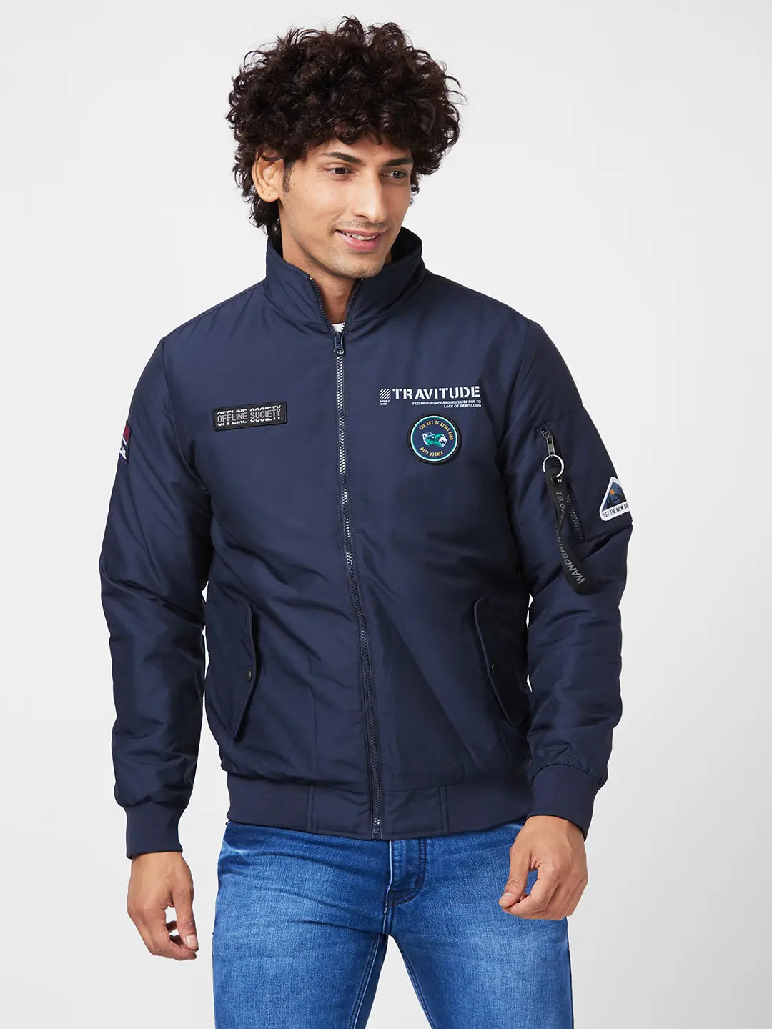 Men'S Bomber Jacket With Diy Velcro Badges