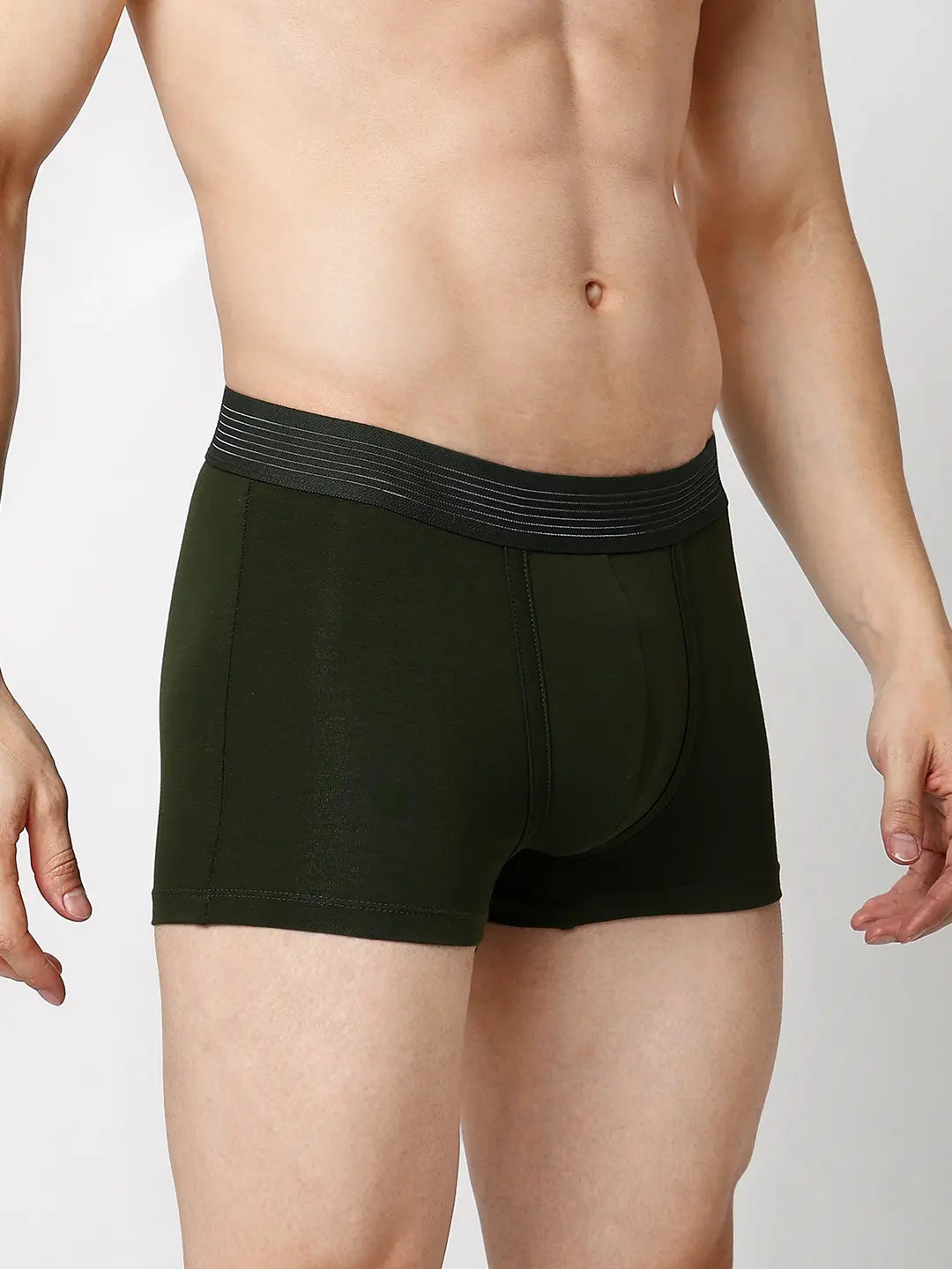 Underjeans By Spykar Men Dark Grey & Olive Cotton Blend Regular Fit Trunk - Pack Of 2