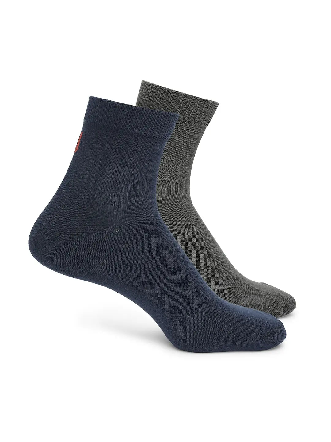 Men Dark Blue & Grey Ankle Length Socks - Pack Of 2- Underjeans By Spykar