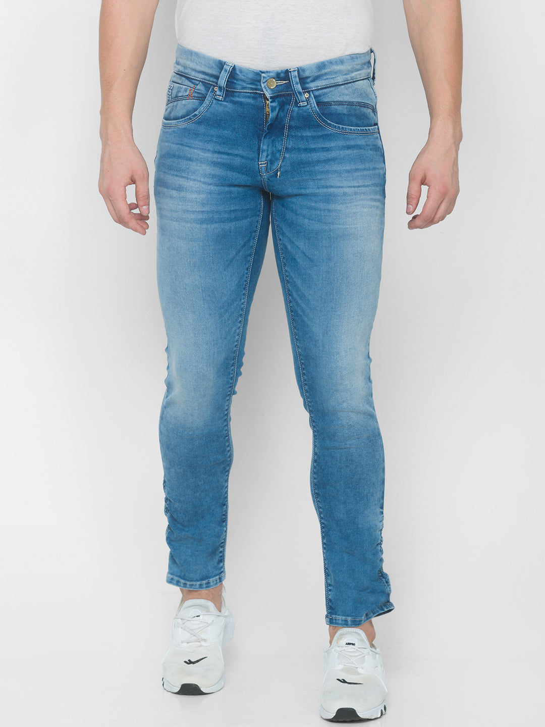 Spykar Men Mid Blue Solid Skinny Low-Rise Jeans (Skinny)