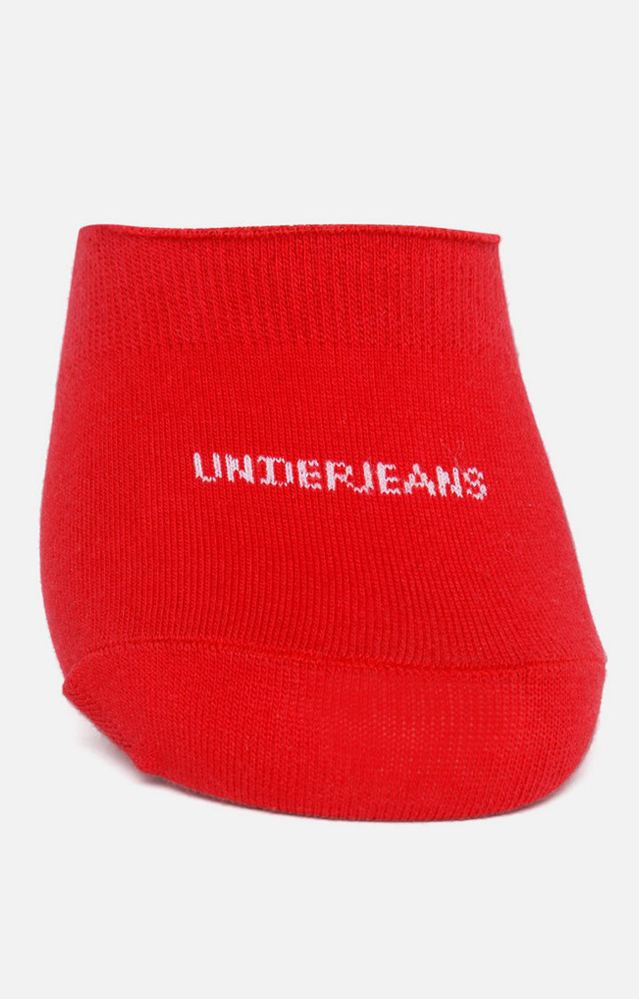 Men Red No Show Single Pair Of Socks- Underjeans By Spykar