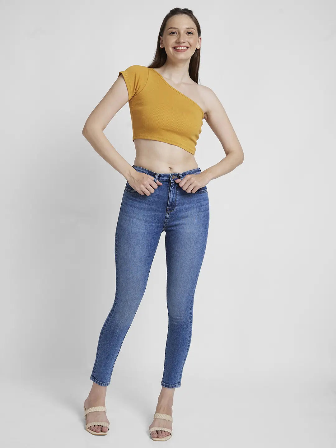 Spykar Women Light Blue Lycra Super Skinny Fit Ankle Length Clean Look Jeans -(Alexa)