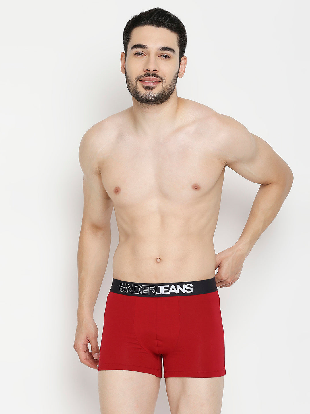 Men Maroon & Navy Blue Cotton Blend Trunk - Pack Of 2- Underjeans By Spykar