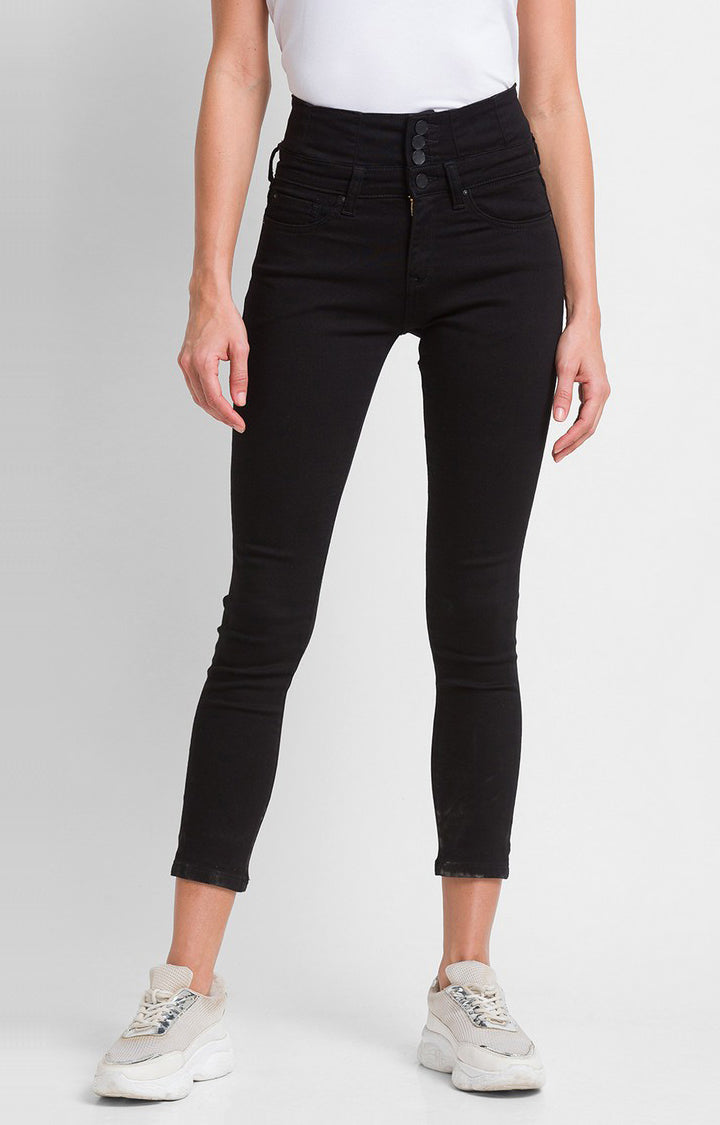 Spykar Black Cotton Super Skinny Regular Length Jeans For Women (Alicia)