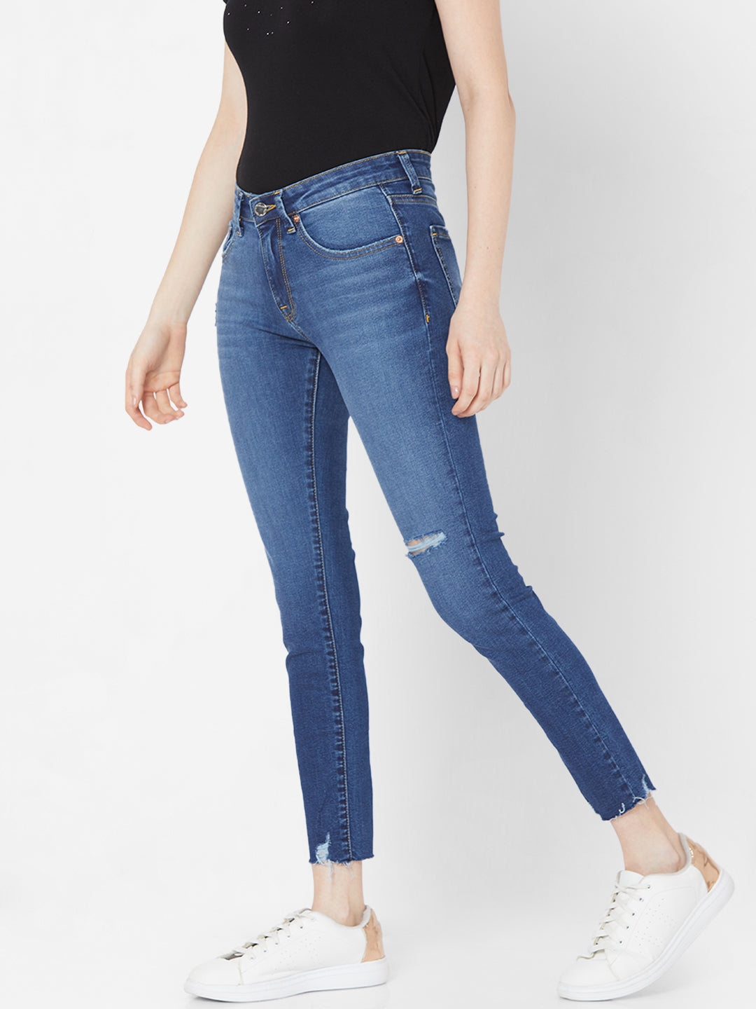 Spykar Women Blue Cotton Super Skinny Fit Regular Length Jeans