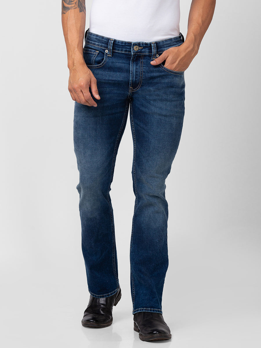 Buy Spykar Men Dark Blue Cotton Stretch Comfort Fit Regular Length