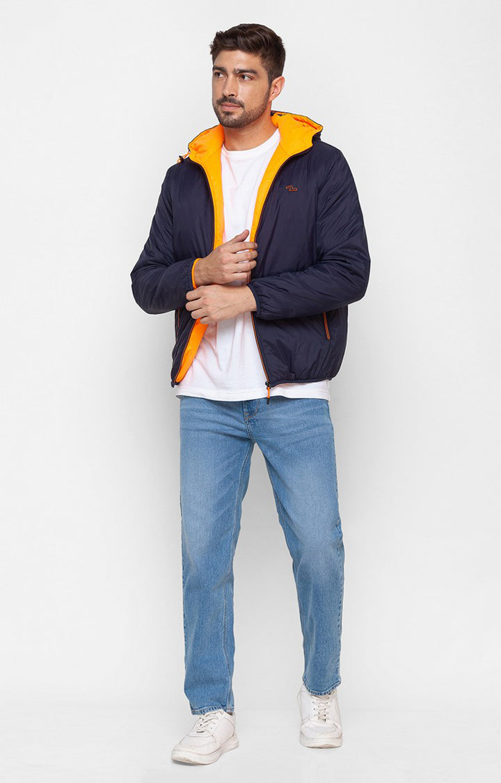 Spykar Navy Blue Polyester Full Sleeve Casual Jacket For Men