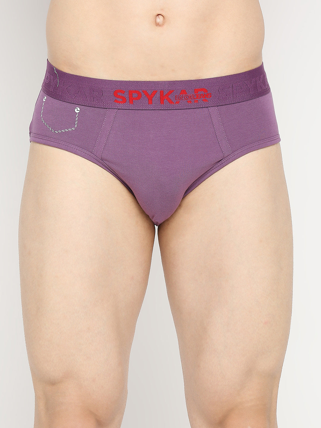 Underjeans By Spykar Men Dull Purple Cotton Blend Brief