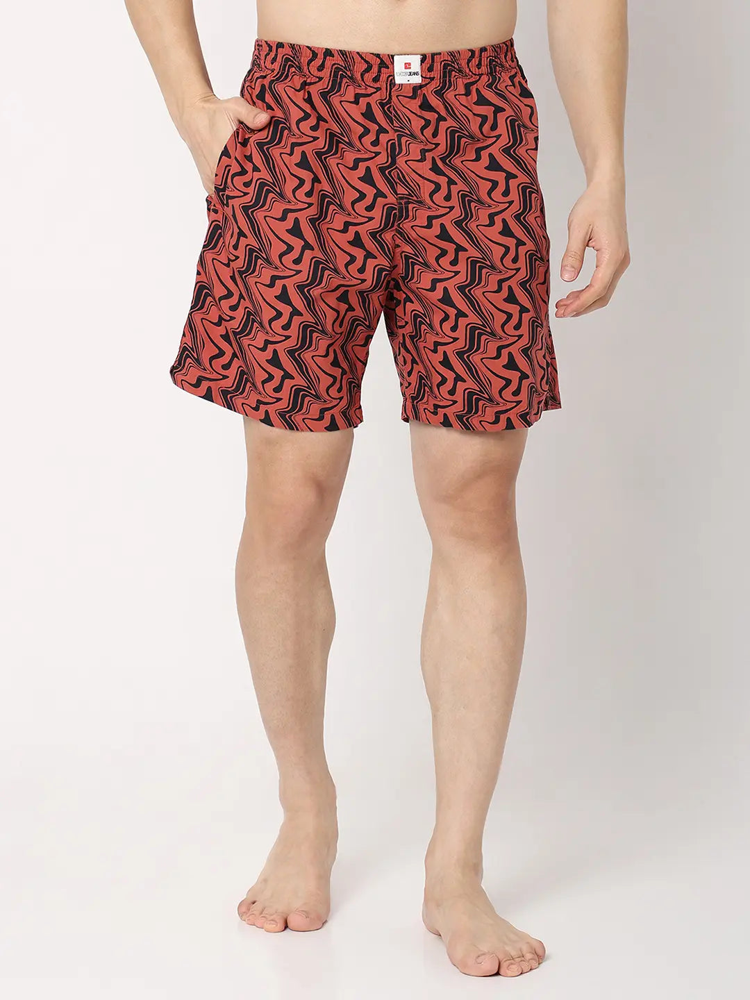Underjeans By Spykar Men Red Cotton Blend Regular Fit Boxer Shorts
