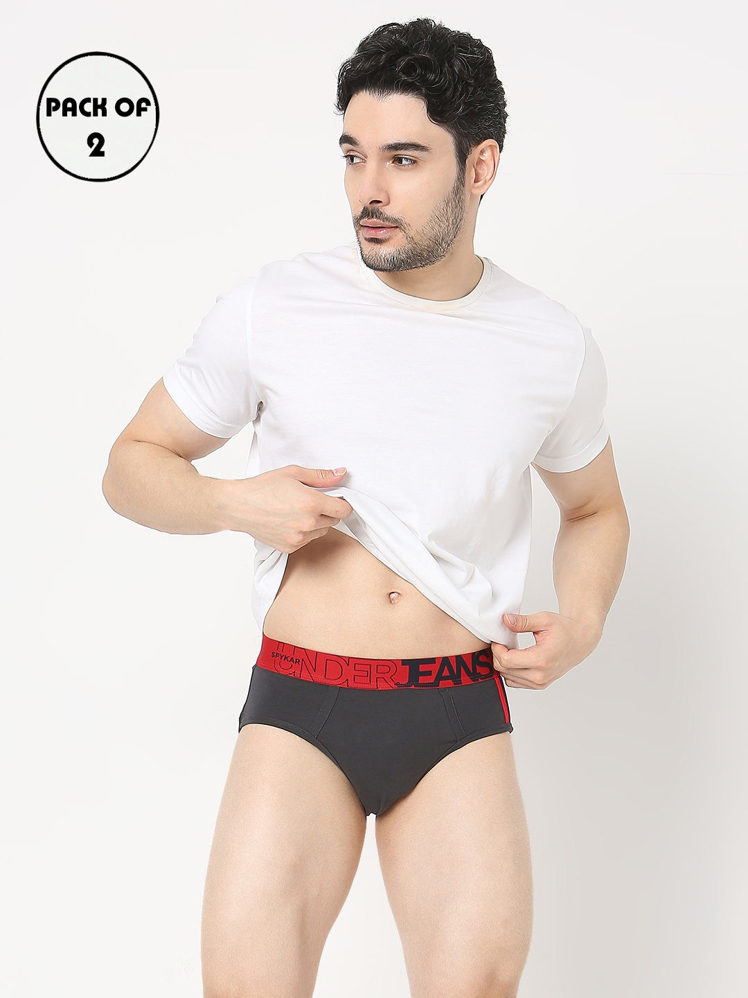 Underjeans by Spykar Men Pack of 2 Navy-Grey Brief