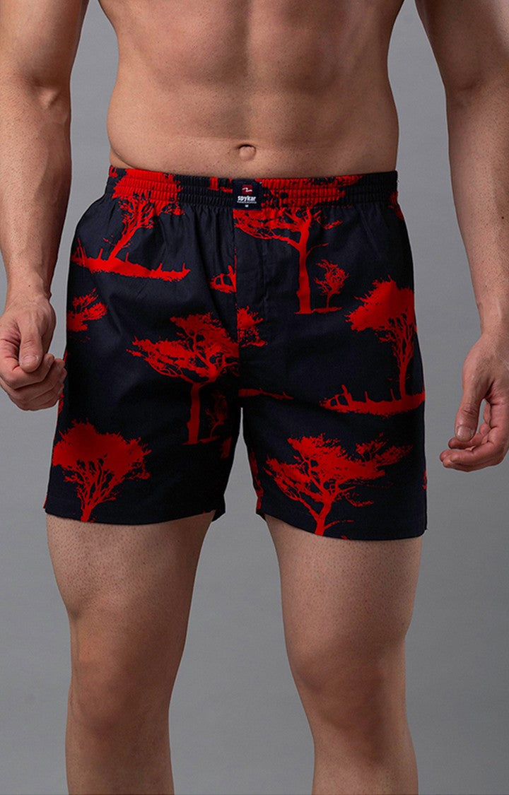 Underjeans By Spykar Red Printed Boxers