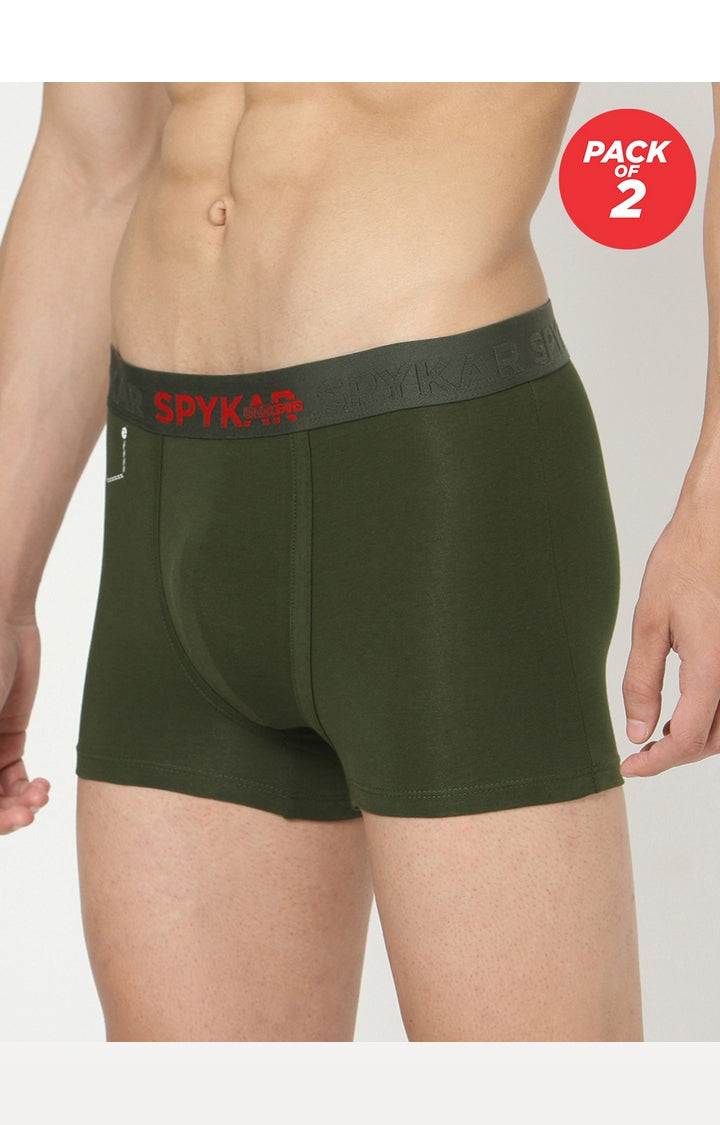Men Cotton Blend Trunk Pack Of 2- Underjeans By Spykar