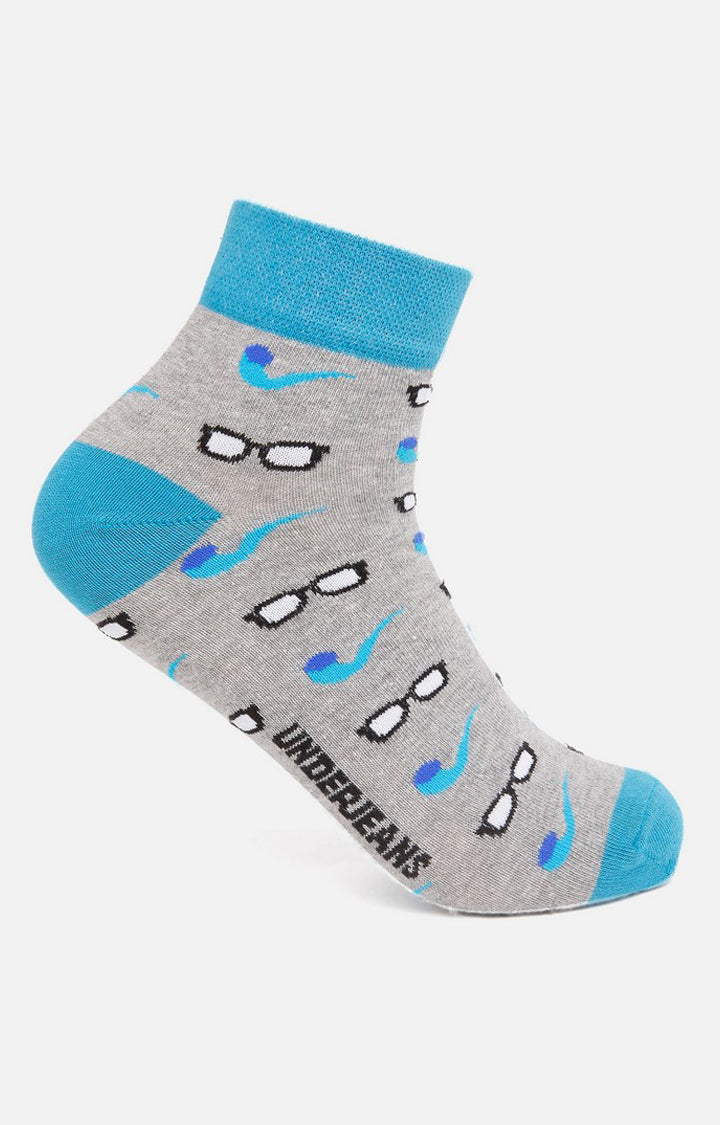 Men Grey Ankle Length (Non Terry) Single Pair Of Socks- Underjeans By Spykar
