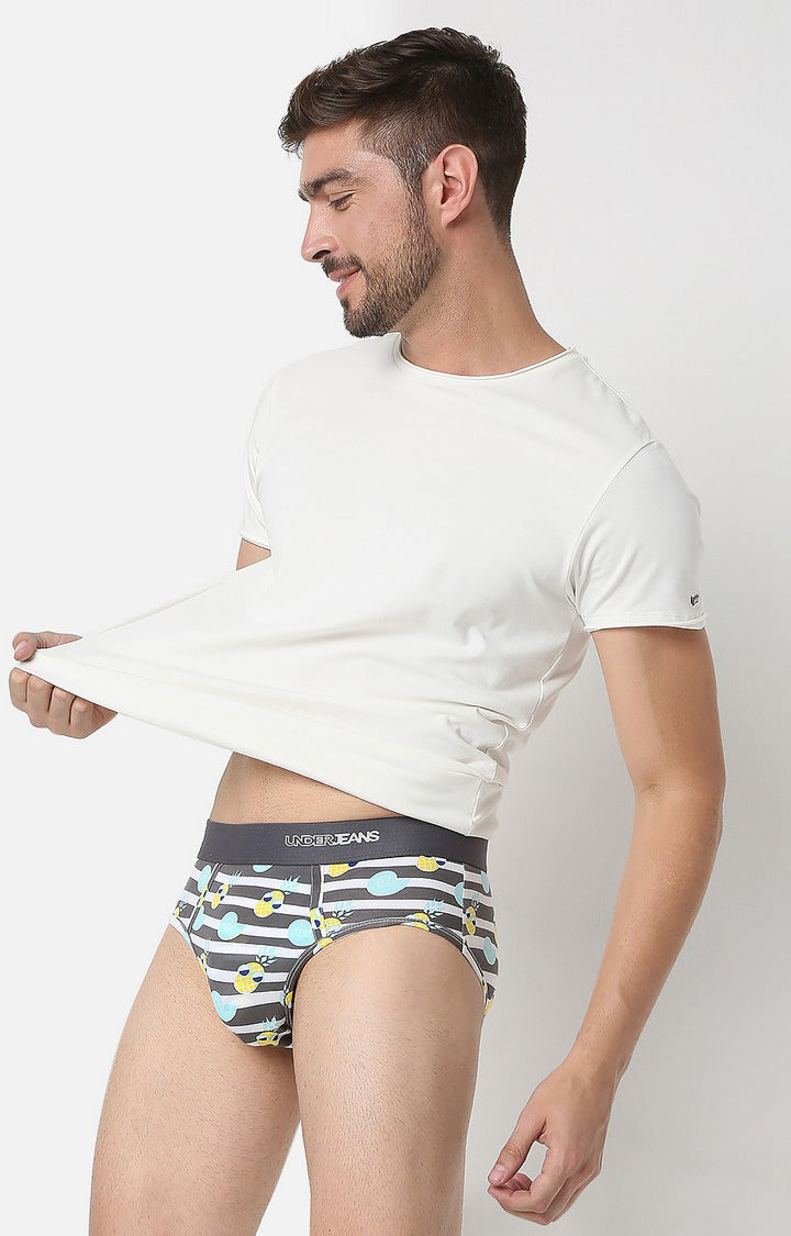Men Grey Cotton Brief - Underjeans By Spykar