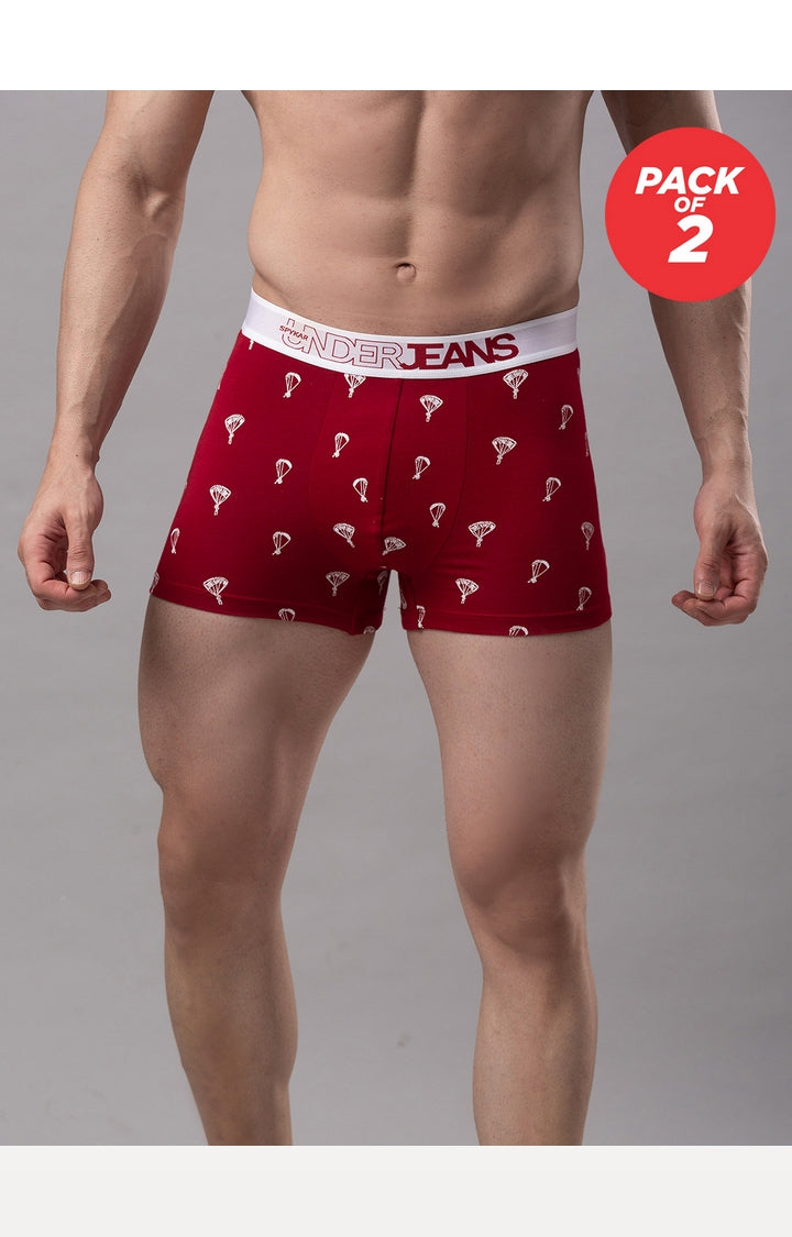 Men Cotton Blend Trunk Pack Of 2- Underjeans By Spykar