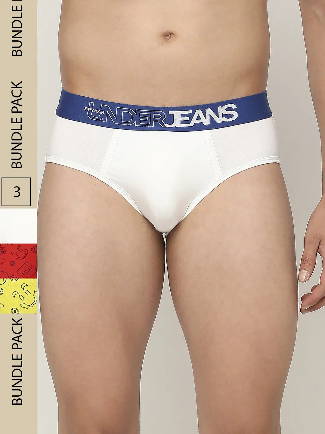 Men Assorted Cotton Blend Printed Brief - Pack Of 3- Underjeans By Spykar