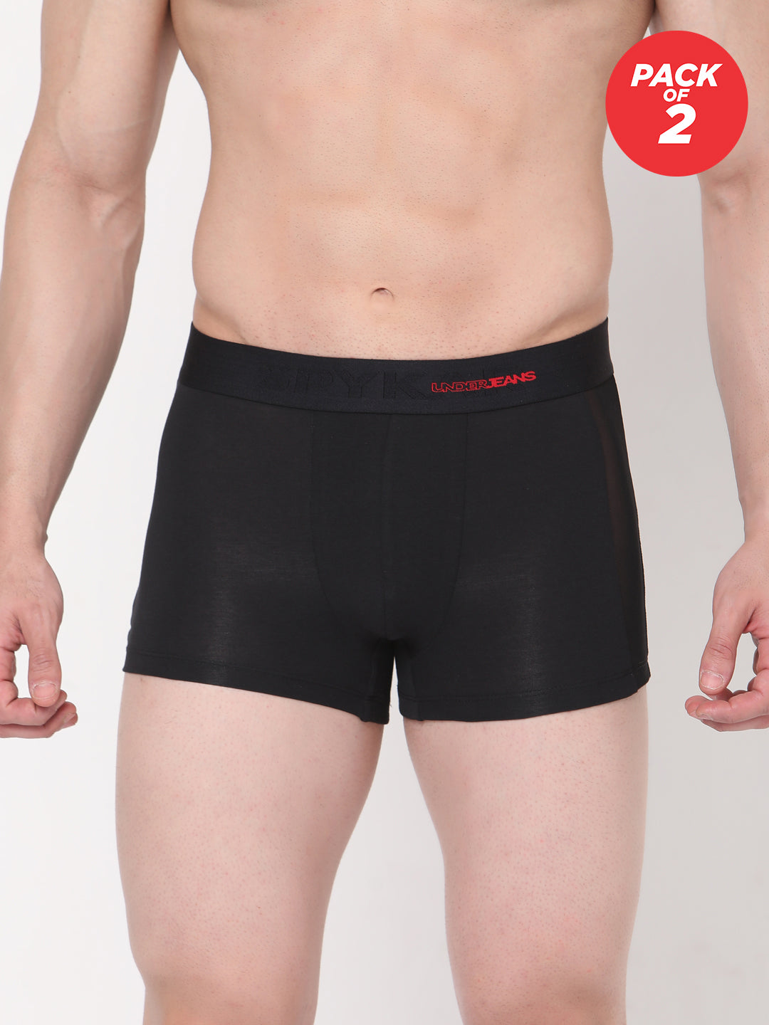 Underjeans By Spykar Men Cotton Blend Black Trunk - (Pack Of 2)