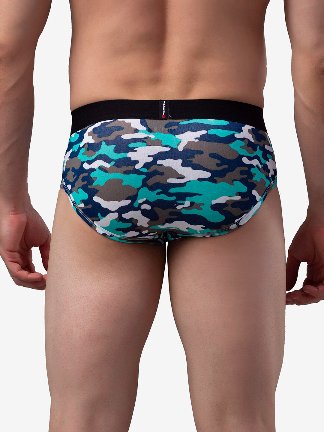 Men Premium Cotton Blend Camo 2 Brief - (Pack Of 2)- Underjeans By Spykar