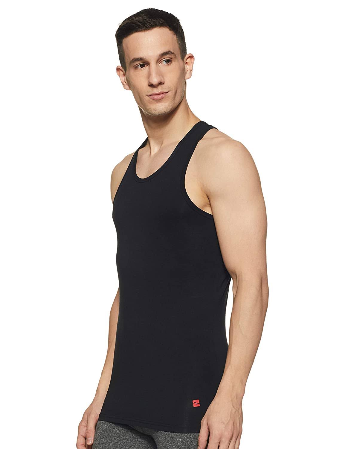 Men Black Vest- Underjeans By Spykar