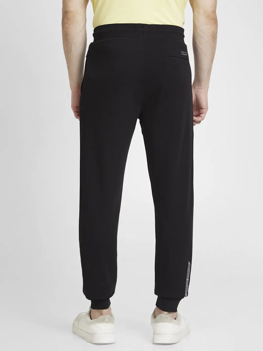 Shop Spykar Men Black Blended Regular Fit Plain Joggers Trackpant Online