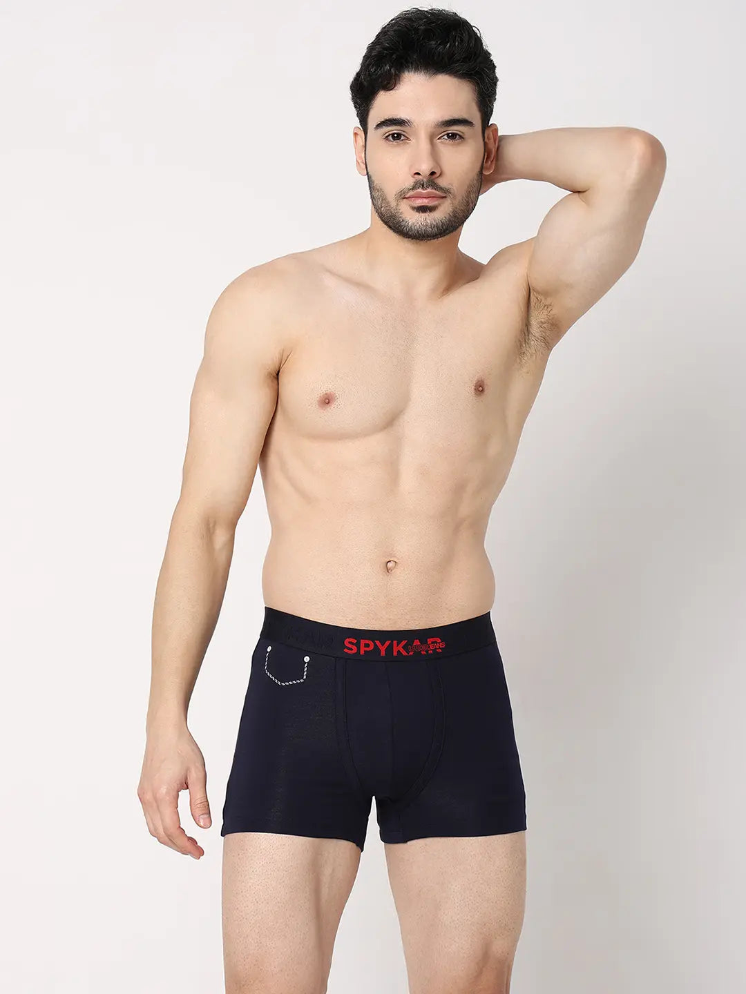 Underjeans By Spykar Men Navy & Olive Cotton Blend Regular Fit Trunk - Pack Of 2