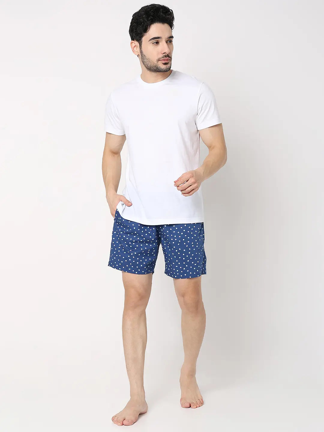 Underjeans By Spykar Men Blue Cotton Blend Regular Fit Boxer Shorts