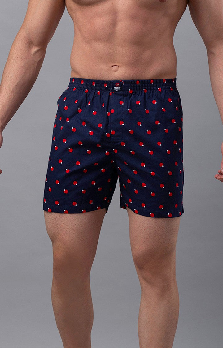 Blue Cotton Boxer For Men - Underjeans By Spykar