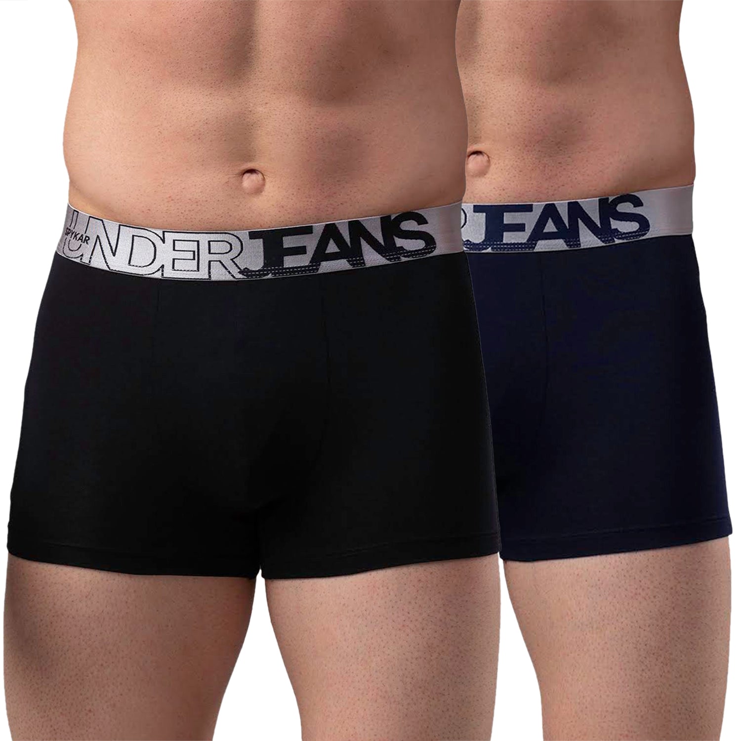 Men Cotton Blend Trunk Pack Of 2- Underjeans By Spykar