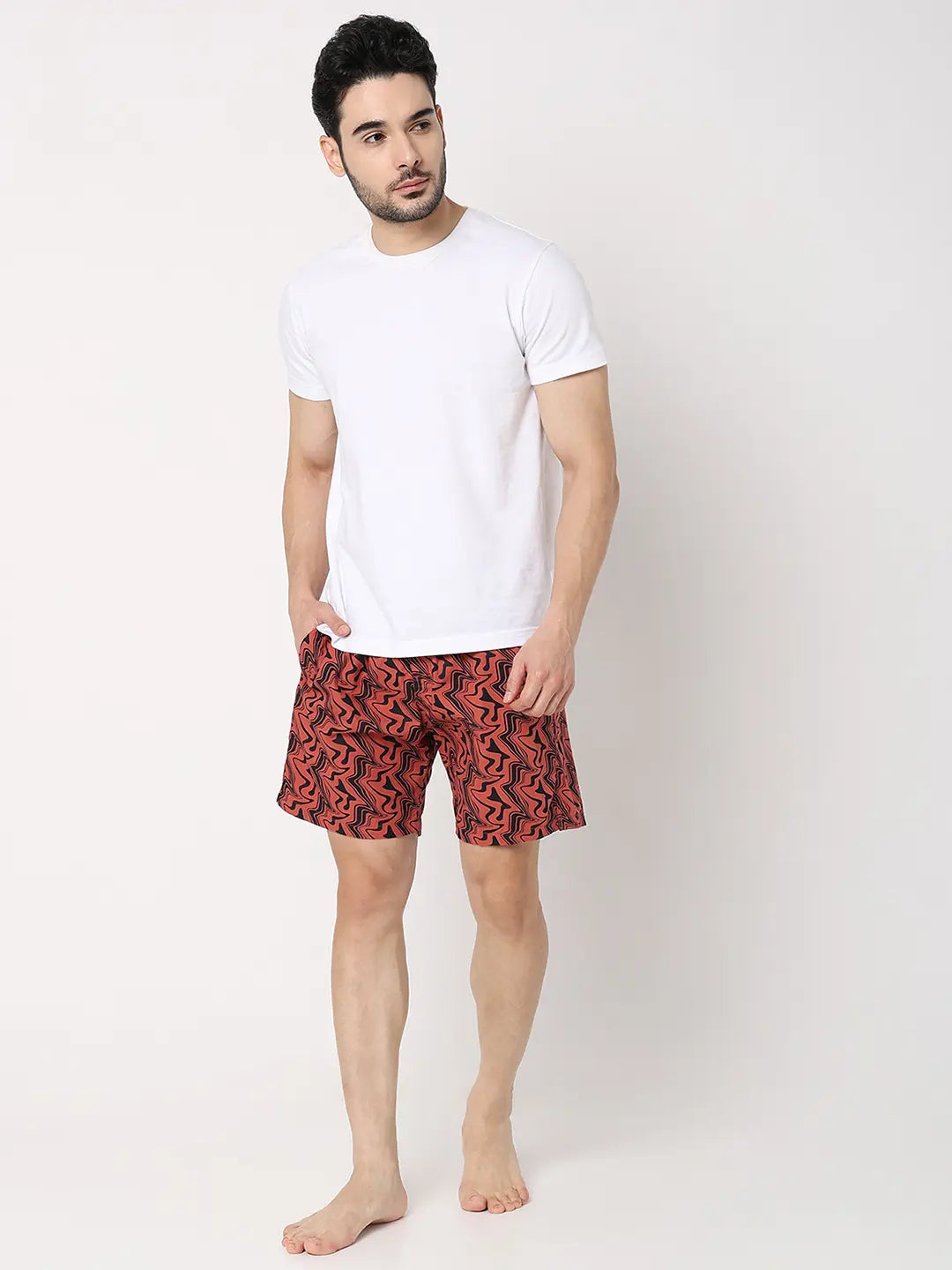 Underjeans By Spykar Men Red Cotton Blend Regular Fit Boxer Shorts